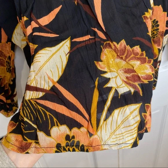 SOLD🖤Billabong Ella Bella Black & Orange Floral Fall Peasant Top Small New - Picture 15 of 16